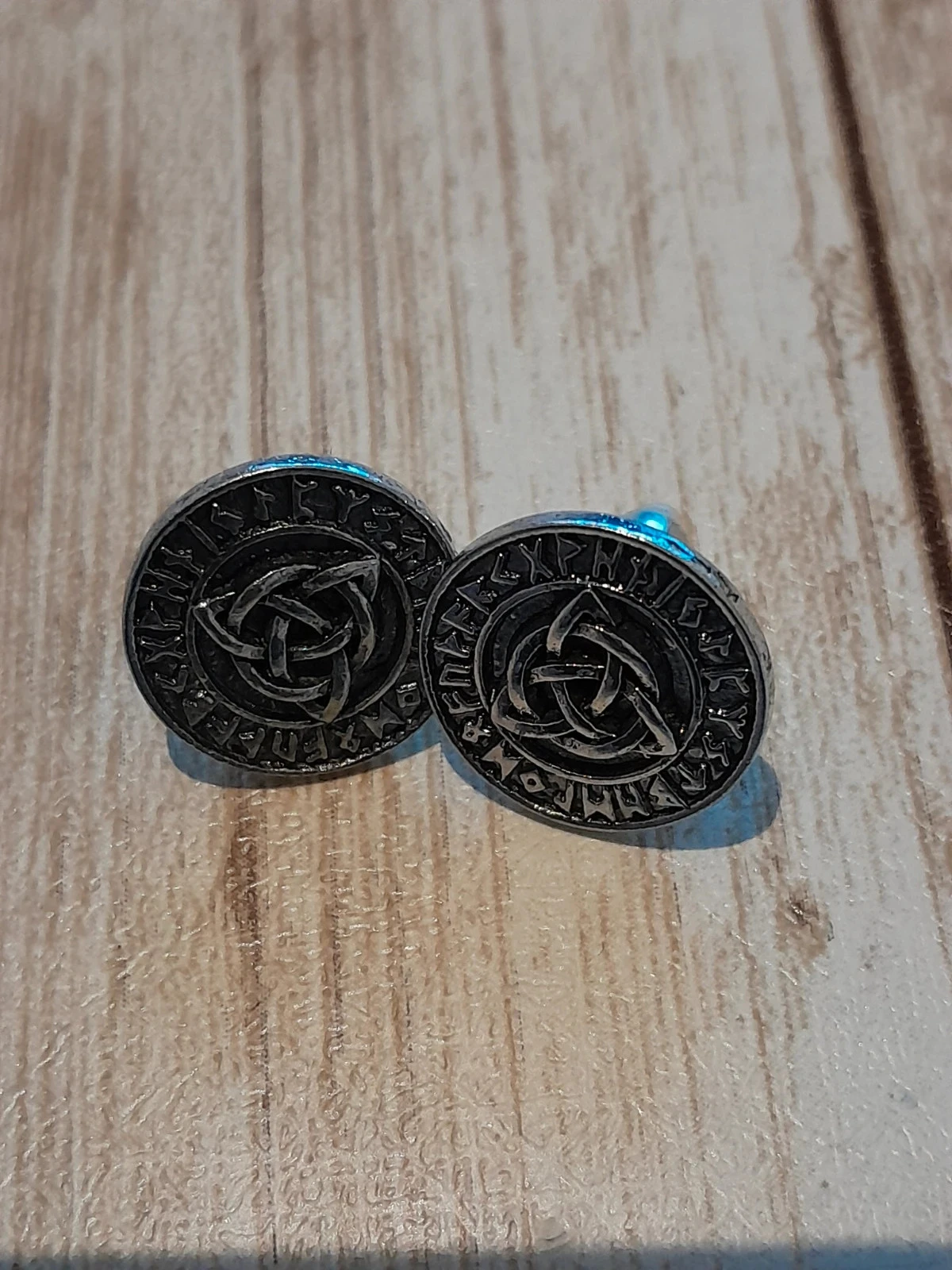 Boucles d'oreilles pour homme, style Viking, argenté vieilli